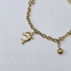 Pulsera de acero dorado delfín - comprar online