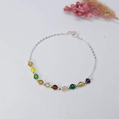 Pulsera de acero blanco cristales.
