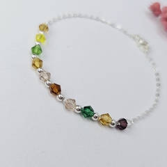 Pulsera de acero blanco cristales. - comprar online