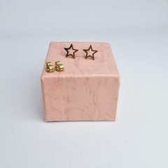 Aros de acero dorado pasante estrella