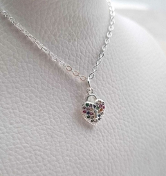 Collar de acero blanco corazón candado - comprar online