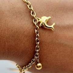 Pulsera de acero dorado delfín en internet