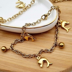 Pulsera de acero dorado delfín - Lisael Bijou