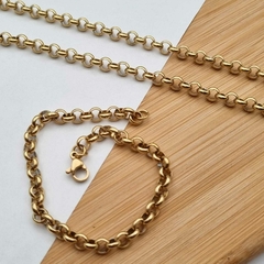 Pulsera de acero dorado rolo