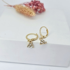 Argollitas de acero dorado strass triángulito - comprar online