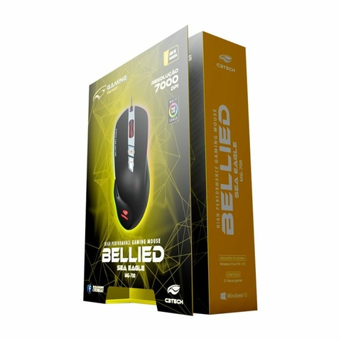 Mouse Opt Gamer, Bellied, USB, 7.000 DPI, RGB, Preto - MG-700BK - C3Tech