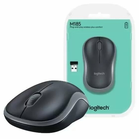 Mouse Opt Wireless, USB, 2.4GHz, 1000DPI, M185, Cinza, Sem Fio - 910-002225 - Logitech
