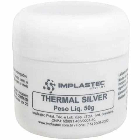 Pasta Térmica, Com Prata Thermal Silver ,Pote 50g, 1,2 W/m-k, Cinza - 29063 - Implastec