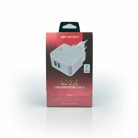 Carregador para Celular, USB, 12W, 50/60 Hz, Sem Cabo, Branco - UC-215WH - C3tech