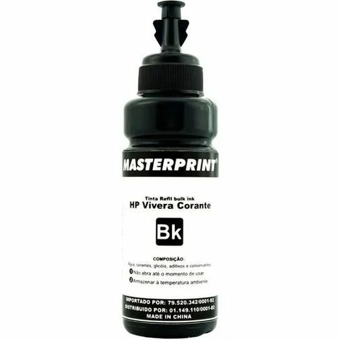 Refil Tinta Universal Compatível HP Vivera R-HP100BK, 100ML, Preta - Masterprint