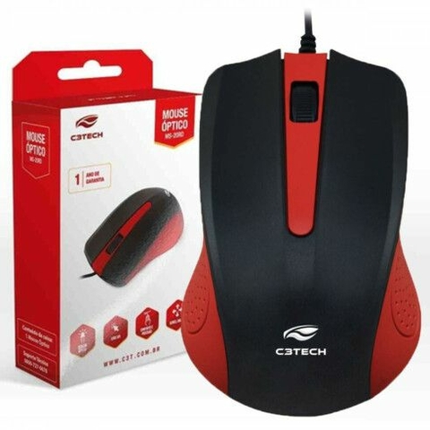 Mouse Opt, USB, 1000 DPI, DC 5V, Vermelho, 1,15m - MS-20RD - C3Tech