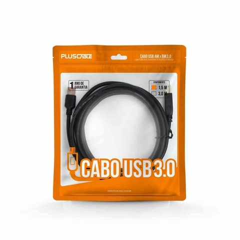 Cabo Extensor USB 3.0 AM x USB AF, 5Gb/s, 1,5Mt, Preto - USBAF3015 - PlusCable
