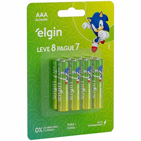 Pilhas Alcalina Energy AAA, 1,5V, LRO3, 8 unidades - 82344 - Elgin