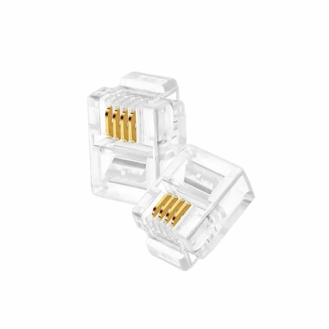 Conector Modular plug 6x4 RJ11 Macho, 4 Vias, Transparente - 1291 - FTG