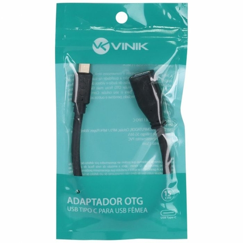 Cabo Otg USB Tipo-C x USB AF, 3V, 5 Gbps, Câmera, Celular, 15 cm, Preto - AUSBOTG - Vinik