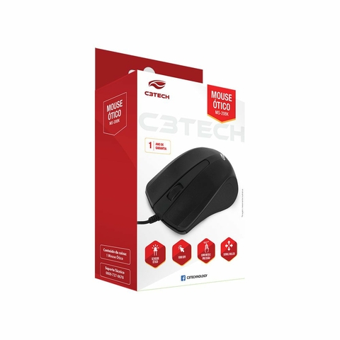Mouse Opt, USB, 1000 DPI, Windows 7/8/10, 1,15m, Preto - MS-20BK - C3Tech