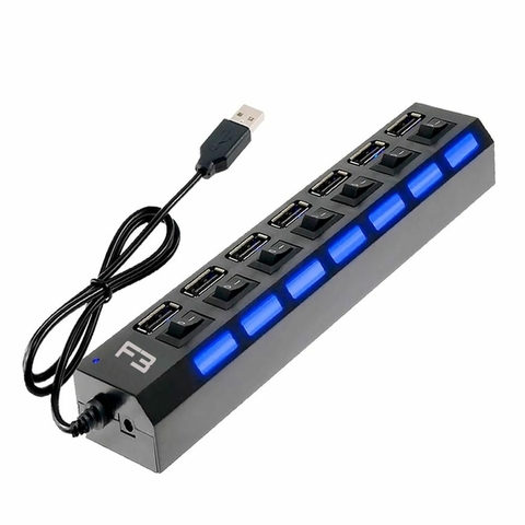 HUB USB 2.0, 7 Portas, 480Mbps, Preto - JC-HUB701 - F3