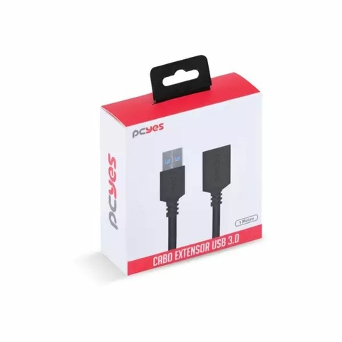 Cabo Extensor USB AM e USB AF, 1.0M, 5 Gbps, Preto - PUAMF3-1 - Pcyes