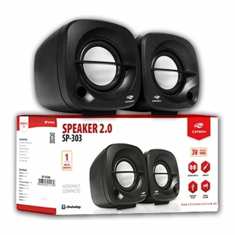 Caixa De Som C3tech, Speaker 2.0 Usb, 3W, 20Hz a 16KHz, Preta - SP-303BK