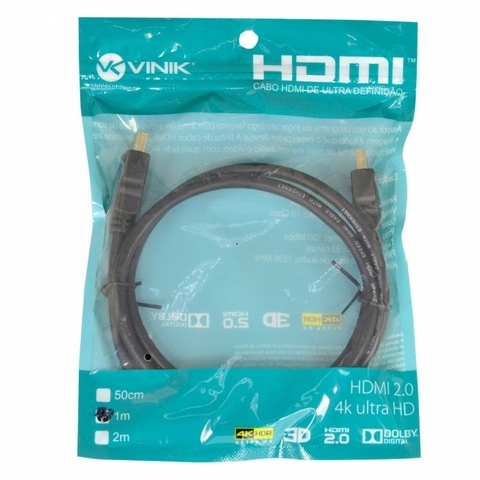Cabo HDMI M x HDMI M, 18 Gbps, 4K, 3D, 1536 MHz, 1 M, Preto - 29228 - Vinik