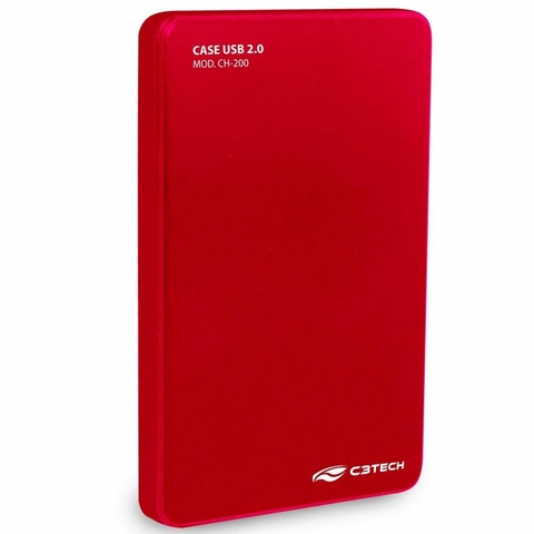 Case C3Tech Para HD Externo 2,5, SATA, USB 2.0, Vermelha - CH-200RD