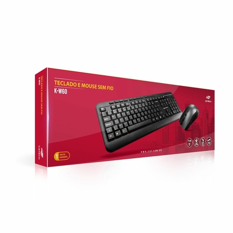 Kit Teclado + Mouse, USB, Windows XP/7/8/10, DPI 800/1200/1600, Preto - K-W60BK - C3Tech