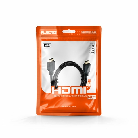 Cabo HDMI M x HDMI M, 18 Gbps, 4K, 3D, 2 M, Preto - PC-HDMI20 - PlusCable