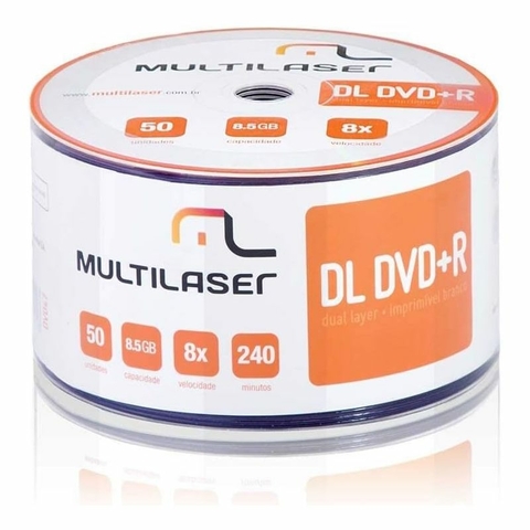 DL DVD+R Duallayer 8.5GB, 8x, 240 minutos, Com 50 Unidade - DV047 - Multilaser