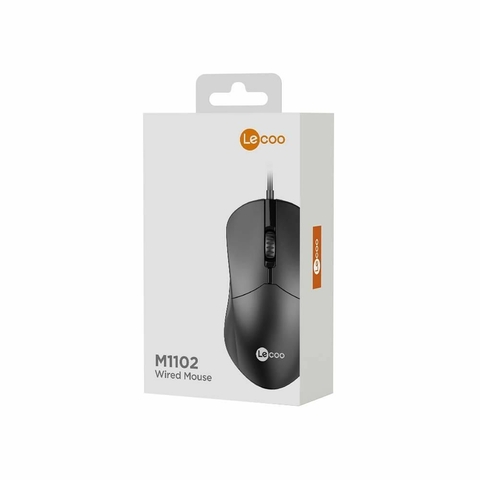 Mouse Opt Wired, USB, 1200DPI, 100mA, Preto, 150cm - M1102 - Lecoo