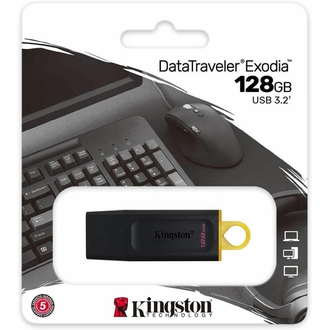 Pen Drive 128GB, Datatraveler Exodia, USB 3.2, Preto - DTX/128GB - Kingston