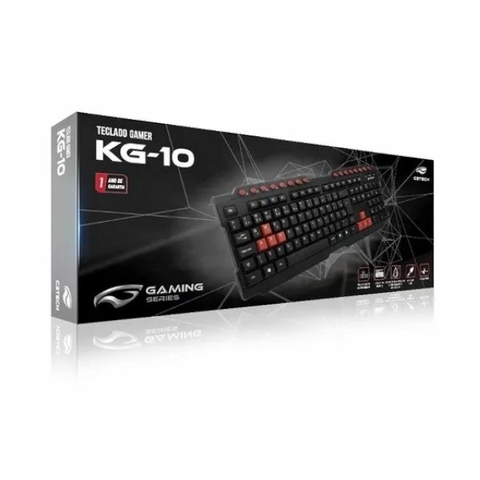 Teclado Gamer KG-10, USB, ABNT2, Windows 7/8/10, 1,50m, Preto e Vermelho - KG-10BK - C3Tech