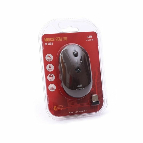 Mouse Opt Wireless, USB, RC Nano, 2.4GHz, 1600DPI, Vermelho, Sem Fio - M-W60RD - C3Tech