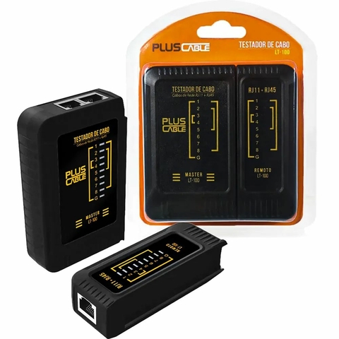 Testador de Cabo de Rede, Compatível com RJ11 e RJ45, Preto - LT-100BK - PlusCable