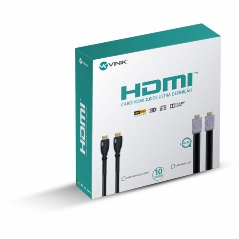 Cabo HDMI M x HDMI M, 18 Gbps, 4K, 3D, PVC, 10 M, Preto - H20F-10 - Vinik