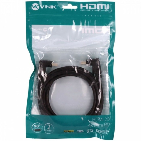 Cabo HDMI M x HDMI M, 18 Gbps, 4K, 3D, 2 M, H20B90-2, Preto - 33730 - Vinik