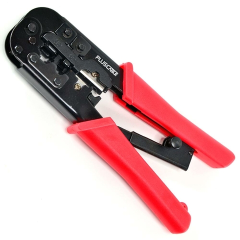 Alicate de Crimpar PlusCable, com Catraca, RJ11, RJ12, RJ45, vermelho, LT-C20
