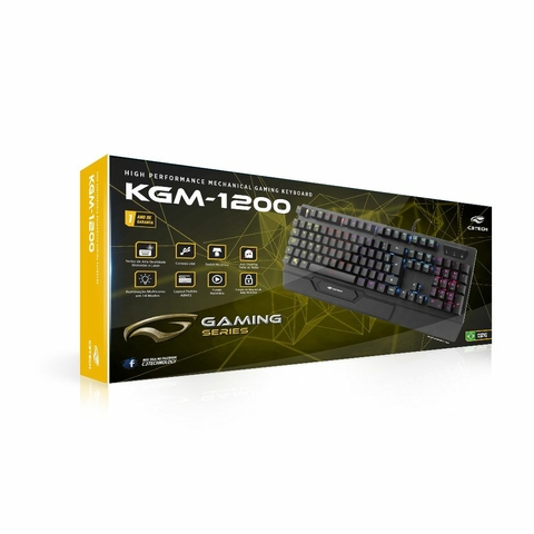 Teclado Gamer Keyboard, USB, ABNT2, Led RGB, Windows 7, 8, 10, 11, 1.5m, Preto - KGM-1200BK - C3tech