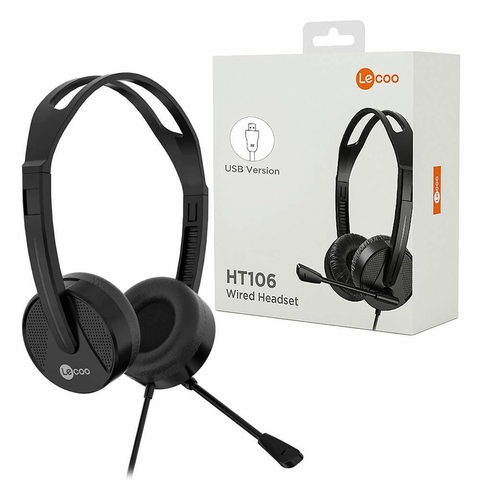 Fone De Ouvido Headset, USB, Com Microfone, Preto, 40mm - HT106 - Lecoo
