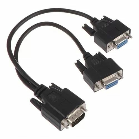 Cabo VGA Y 2 Monitores VGA Macho X 2 VGA Fêmea, 15 Pinos, Preto - 0300100231 - Roxline