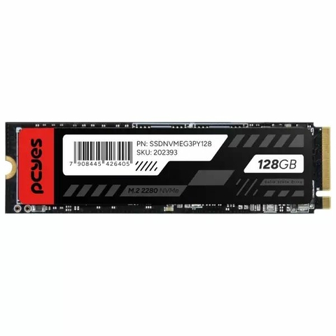 SSD 128GB Pcyes, M.2 Nvme 2280, Leitura: 1175 MB/s e Gravação: 700 MB/s -SSDNVMEG3PY128