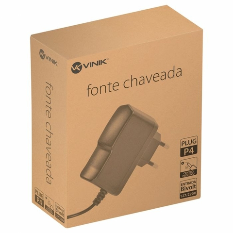Fonte Bivolt Chaveada, 15V, 1.2A, 18W, Plug P4, 2,1mm - VFE1512 - Vinik