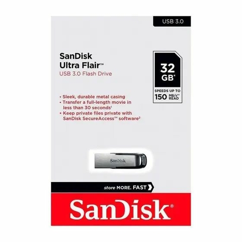 Pen drive Ultra Flair 32GB, USB 3.0, 150Mb/s, Metal - SDCZ73-032G-G46 - Sandisk