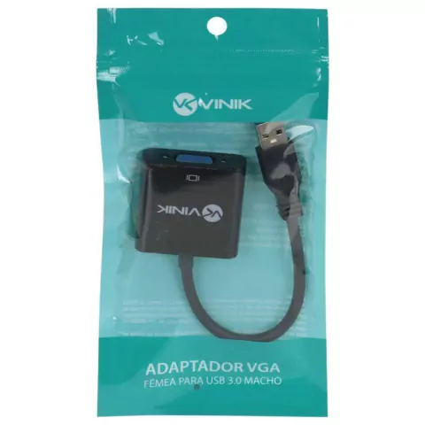 Cabo Conversor, USB M 3.0 x VGA F, 20cm, Preto - 35701 - Vinik