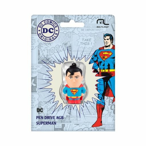 Pen Drive 8GB, Marvel Superman, USB 2,0, Azul e vermelho - PD086 - Multilaser