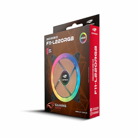 Cooler Fan Gaming, Anel de LED, 12V, 1500 RPM, RGB - F11-L220RGB - C3Tech