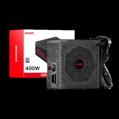 Fonte Atx Electra 400W Pcyes, PFC Ativo, Preto - ELEC400W