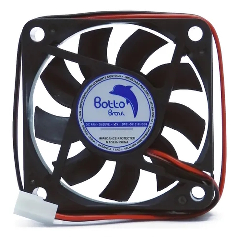 Cooler DC Fan 60x60x15mm, 0.12A, 12V Alta Rotação Sleeve - BT01-601512HSB2 - Botto Brazil