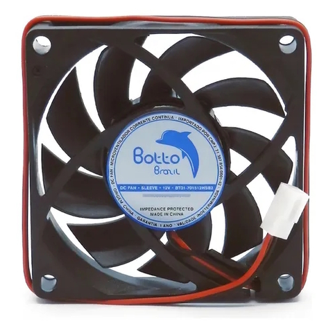Cooler DC Fan 70x70x15mm, 0.20A, 12V Alta Rotação Sleeve - BT01-701512HSB2 - Botto Brazil