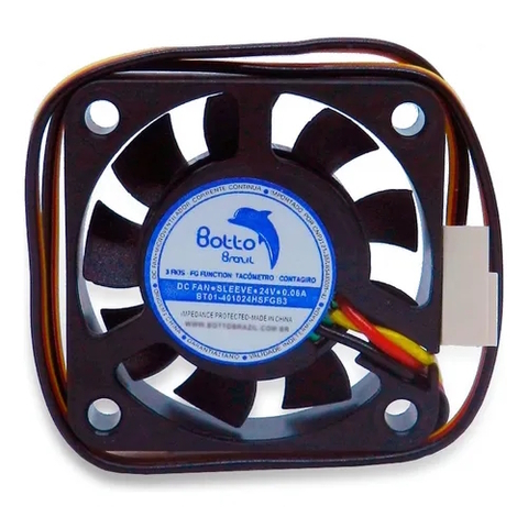 Cooler DC Fan 40x40x10mm, 0.06A, 24V Alta Rotação Sleeve - BT01-401024HSFGB3 - Botto Brazil