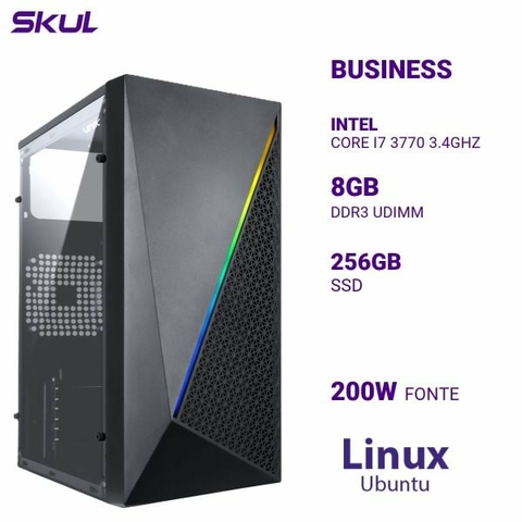 PC Intel I7-3770, 3.40GHZ/SSD 256 GB, 8GB, DDR3, 200W, Preto - B51585-337071 - Skul
